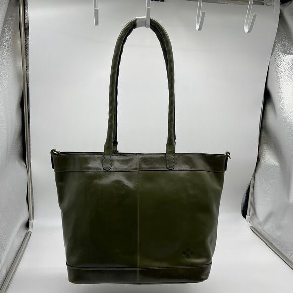 Patricia Nash Convertible Leather Mallory Tote Soft Olive - Picture 1 of 16